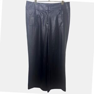 NY&C New York & Company Black Faux Leather Bootcut Pants Trousers Size 12